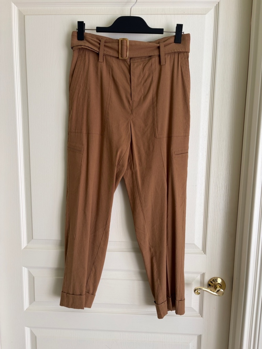 Men's Tan Belted Casual Trousers